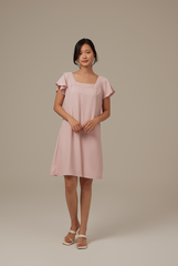 Alexa Flutter Sleeve Dress in Blush