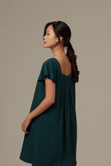 Alexa Flutter Sleeve Dress in Pine