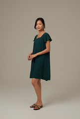 Alexa Flutter Sleeve Dress in Pine