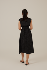 Jenevie Smocked Waist Dress in Black