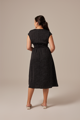 Jenevie Smocked Waist Dress in Black