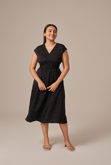 Jenevie Smocked Waist Dress in Black