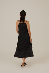 Jenevie Polka Dot Slip Dress in Black