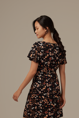 Carlyn Floral Dress in Black