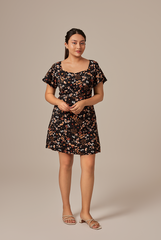 Carlyn Floral Dress in Black