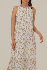 Brigitta Floral Halter Dress in White