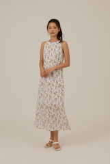 Brigitta Floral Halter Dress in White