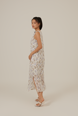 Brigitta Floral Halter Dress in White