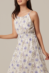 Nally Halter Neck Floral Dress in White