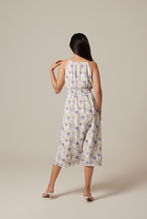 Nally Halter Neck Floral Dress in White