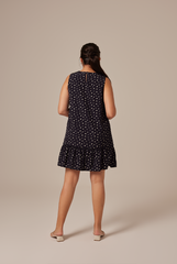 Charmaine Floral Dropwaist Dress in Navy Blue