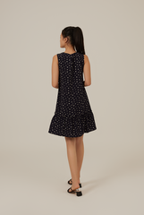 Charmaine Floral Dropwaist Dress in Navy Blue
