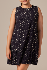 Charmaine Floral Dropwaist Dress in Navy Blue