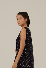Charmaine Floral Dropwaist Dress in Navy Blue