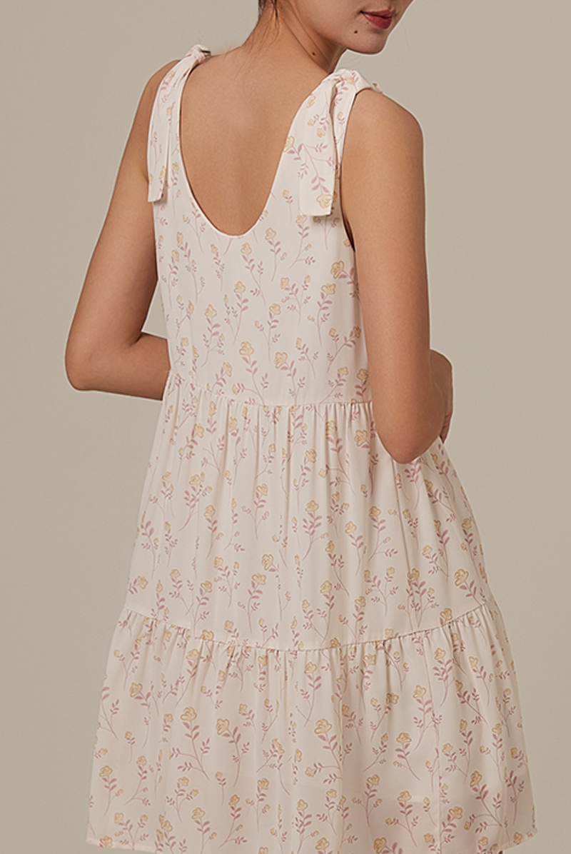 Azora Floral Slip Dress in Powder