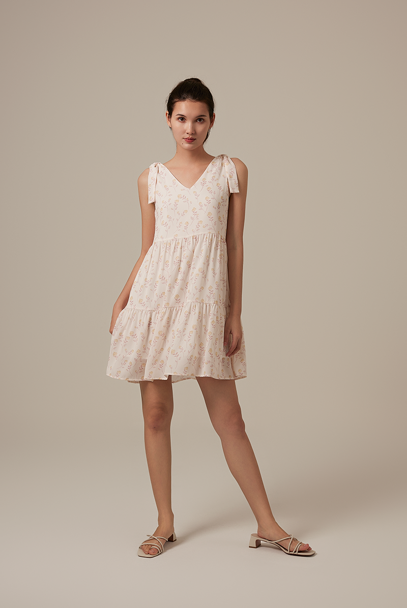 Azora Floral Slip Dress in Powder