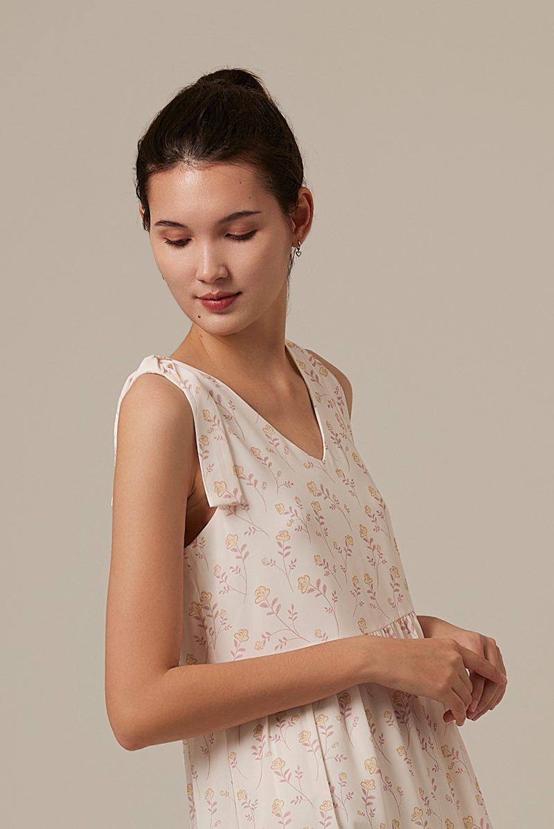Azora Floral Slip Dress in Powder