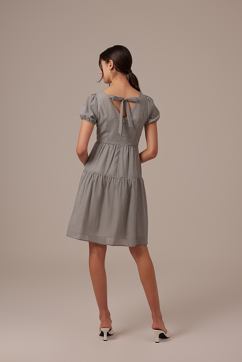 Merelyn Ribbon-Tie Dress in Black