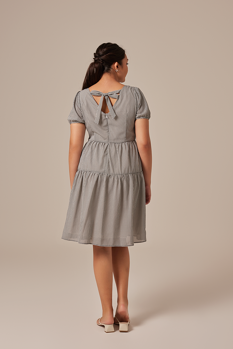 Merelyn Ribbon-Tie Dress in Black