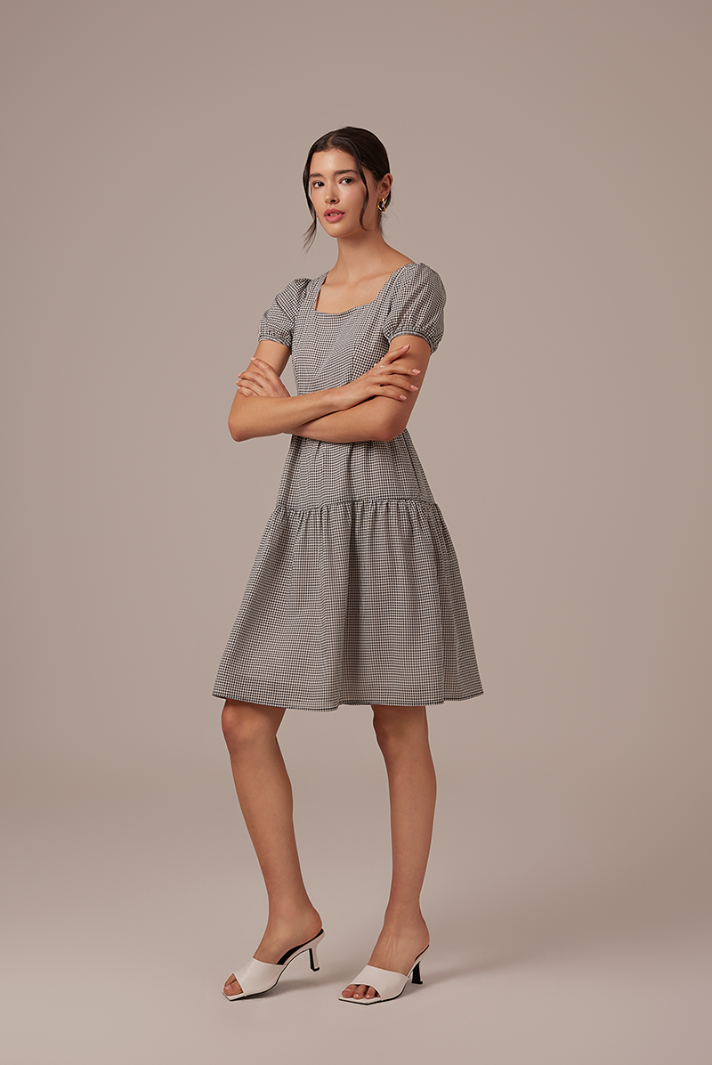 Merelyn Ribbon-Tie Dress in Black