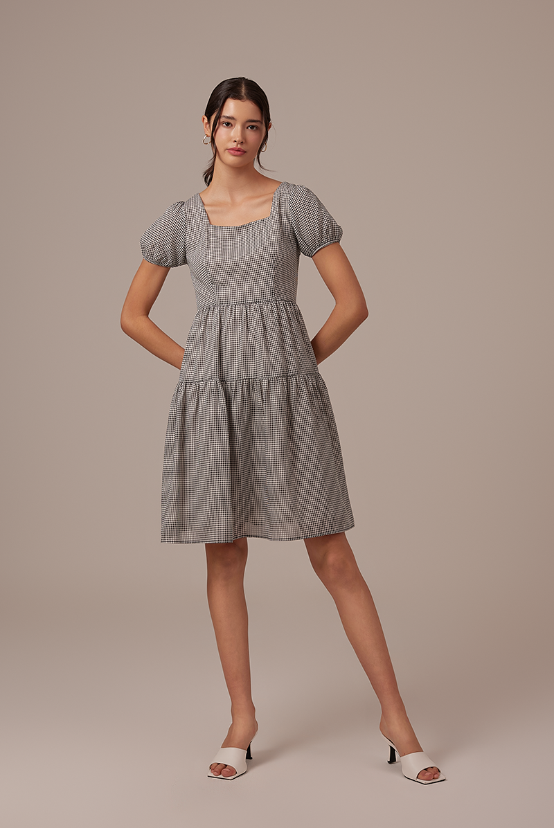 Merelyn Ribbon-Tie Dress in Black