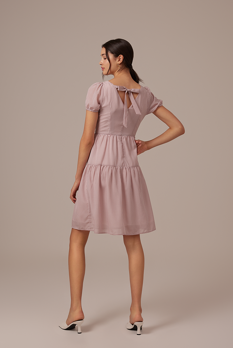 Merelyn Ribbon-Tie Dress in Wine