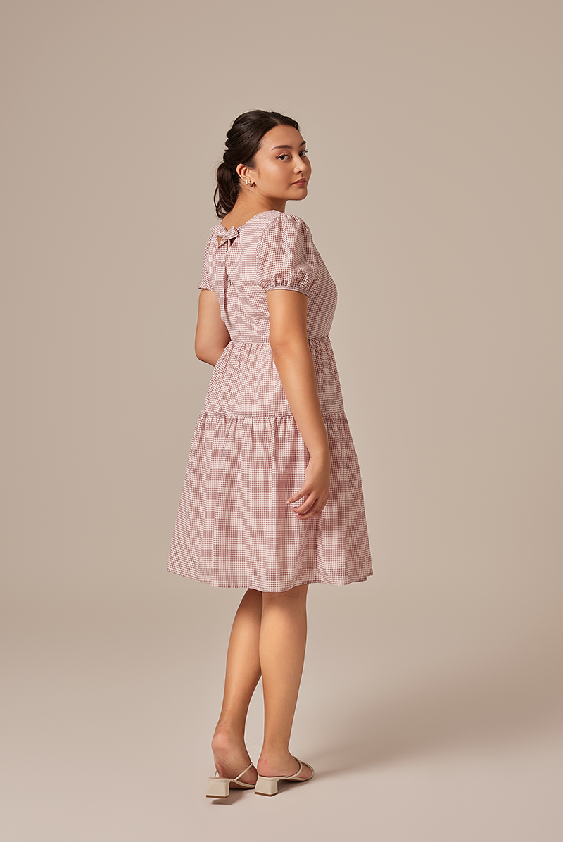 Merelyn Ribbon-Tie Dress in Wine