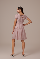 Merelyn Ribbon-Tie Dress in Wine