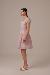 Merelyn Ribbon-Tie Dress in Wine