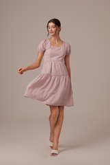 Merelyn Ribbon-Tie Dress in Wine