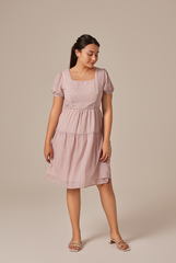 Merelyn Ribbon-Tie Dress in Wine