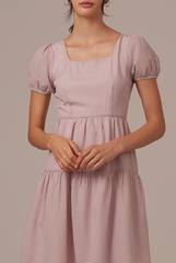 Merelyn Ribbon-Tie Dress in Wine