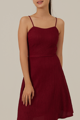 Rosslyn Padded Rib Dress in Maroon