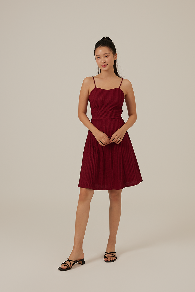 Rosslyn Padded Rib Dress in Maroon