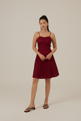 Rosslyn Padded Rib Dress in Maroon