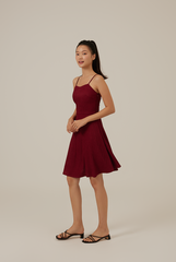 Rosslyn Padded Rib Dress in Maroon