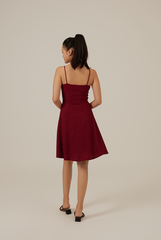Rosslyn Padded Rib Dress in Maroon