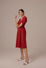 Jamie Smocked Dress in Brick