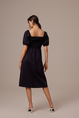 Jamie Smocked Dress in Navy Blue