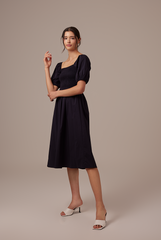 Jamie Smocked Dress in Navy Blue