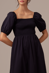 Jamie Smocked Dress in Navy Blue