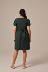 Hilary Ruched Bodice Dress in Pine