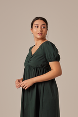 Hilary Ruched Bodice Dress in Pine