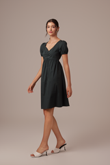 Hilary Ruched Bodice Dress in Pine