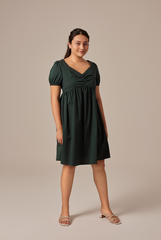 Hilary Ruched Bodice Dress in Pine