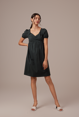 Hilary Ruched Bodice Dress in Pine