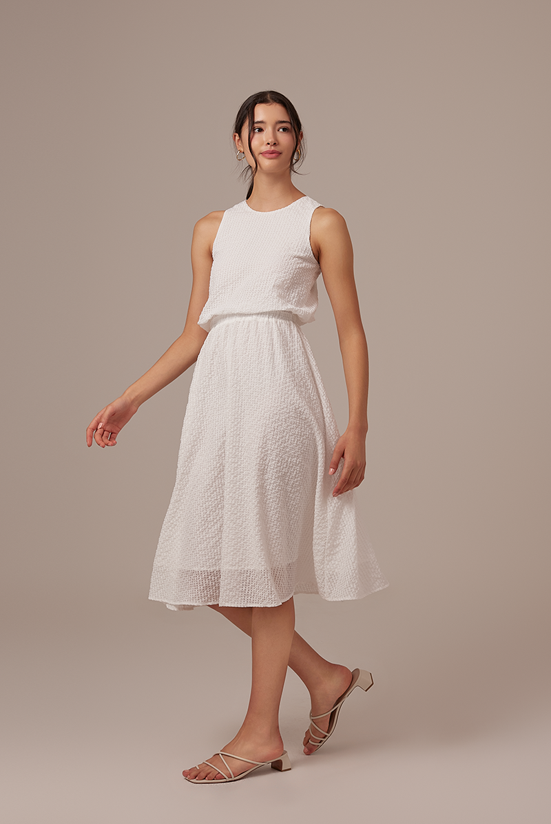 Levi Textured Swing Dress in White