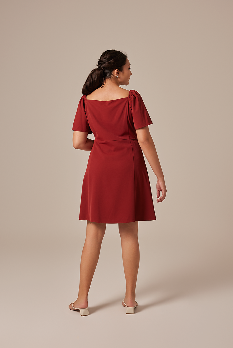 Anvi Sweetheart Dress in Chestnut