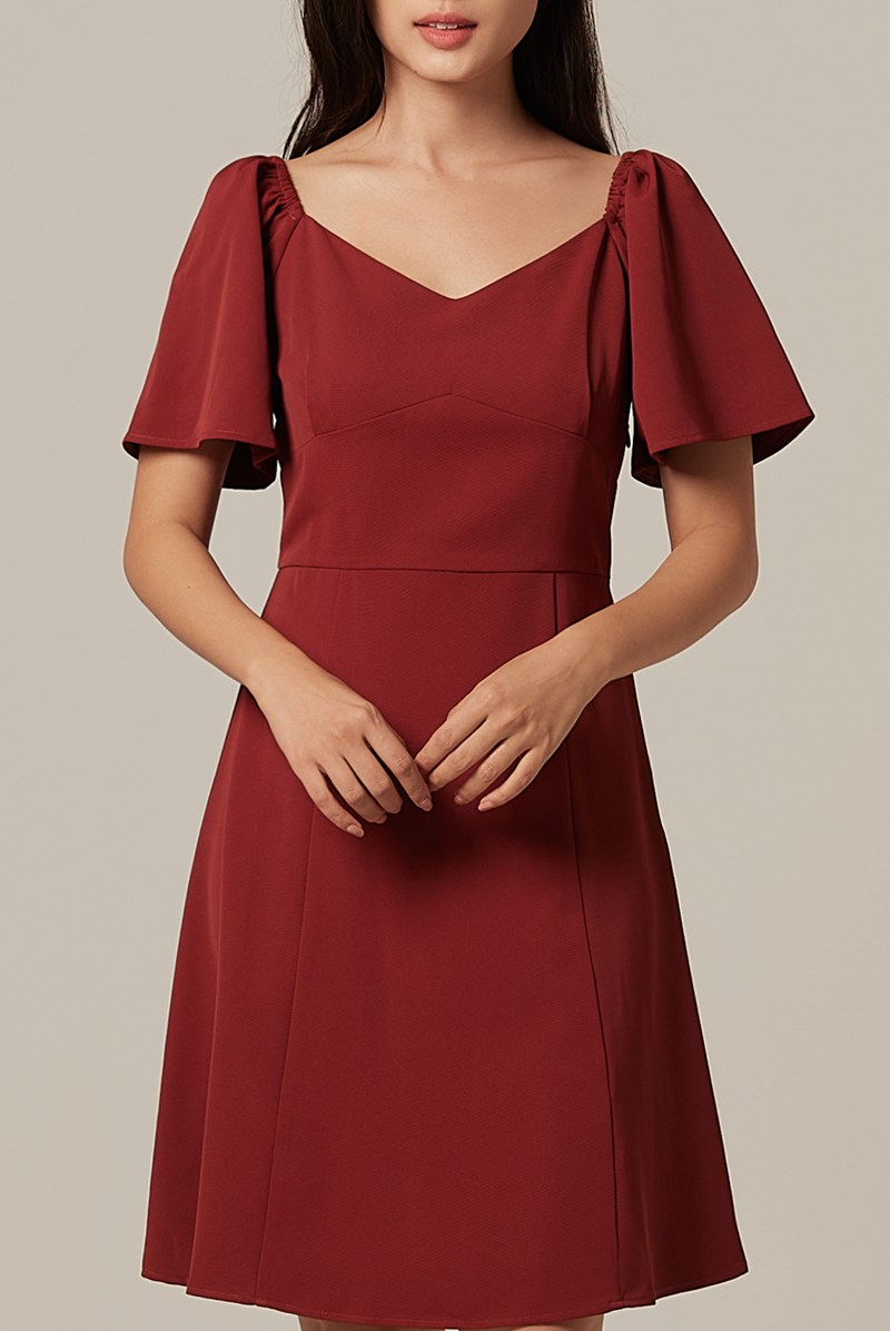 Anvi Sweetheart Dress in Chestnut