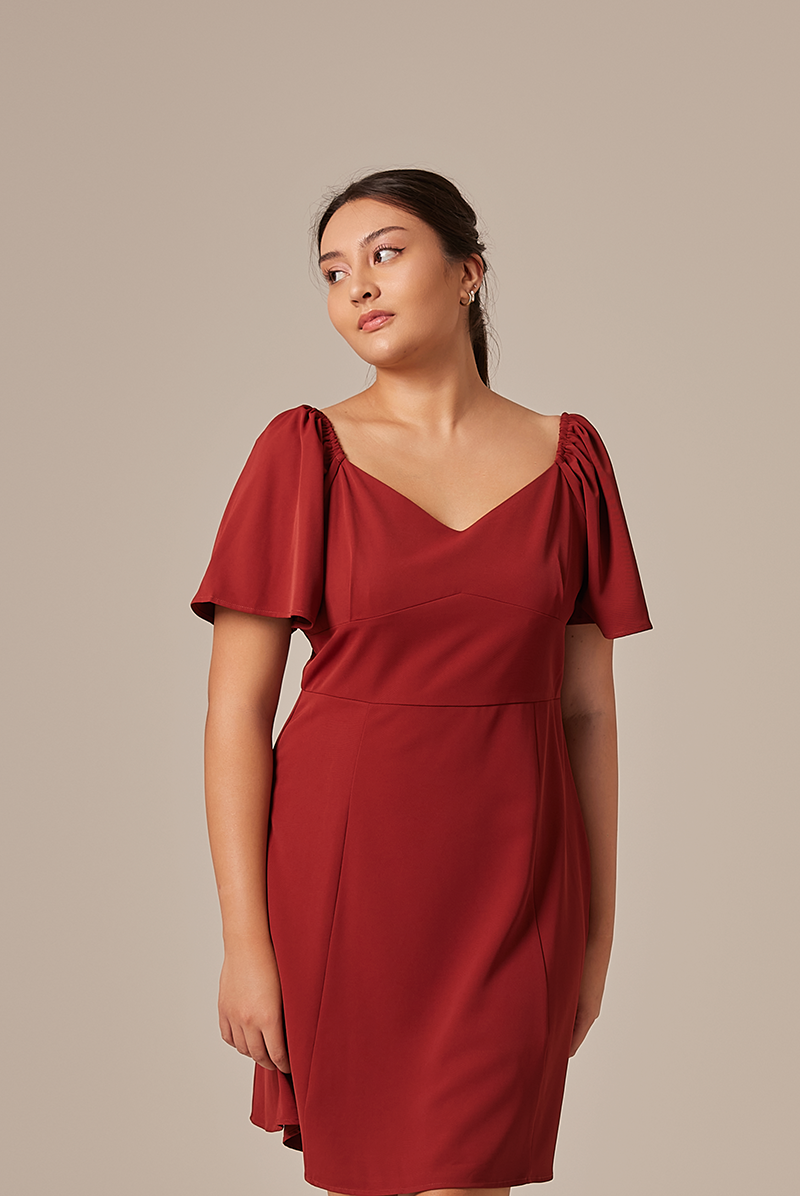 Anvi Sweetheart Dress in Chestnut